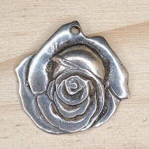 Vintage Sterling Silver Rose Pendant Charm
